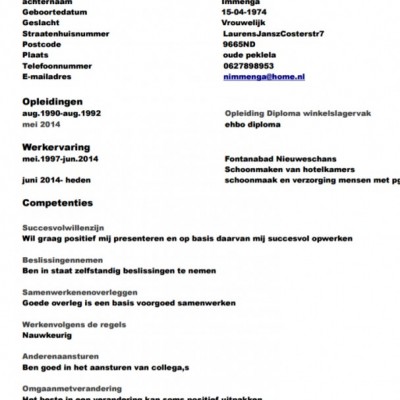 Talentcard van natalie immenga