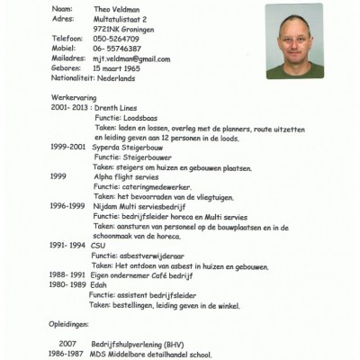 Talentcard van Theo Veldman